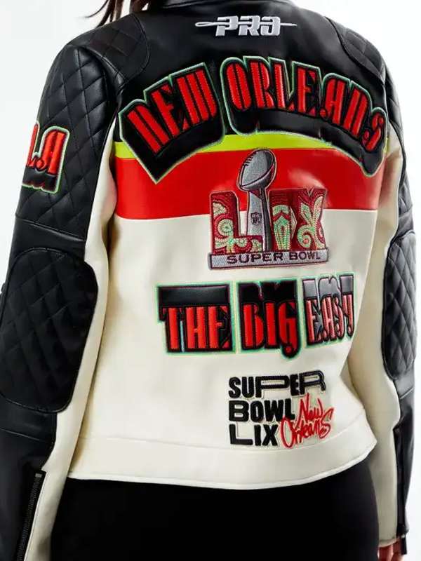 Super Bowl LIX Moto NFL Leather Jacket