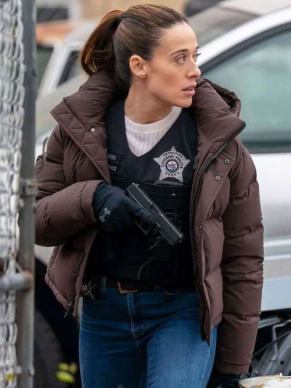 Chicago PD S13 Kim Burgess Brown Puffer Jacket