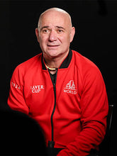 Laver Cup Team World red fleece jacket with rib-knitted collar