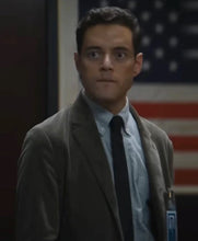 The Amateur 2025 Rami Malek Grey Wool Coat