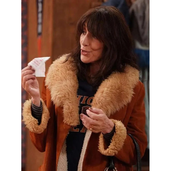 Katey Sagal The Conners Shearling Brown Coat