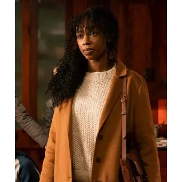 The Equalizer 2021 Aliya Ekuban Camel Brown Coat
