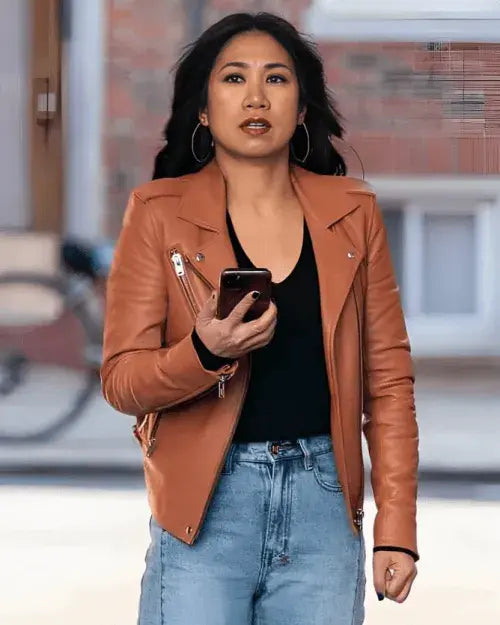 The Equalizer S02 Mel Melody Bayani Brown Biker Leather Jacket
