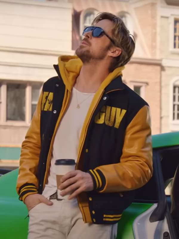 Ryan Gosling The Fall Guy Black and Yellow Varsity Jacket
