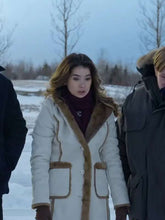 Elyse The Finnish Line 2024 Nichole Sakura White Shearling Coat