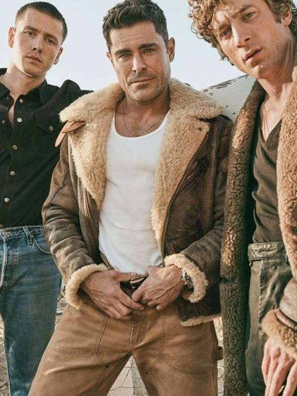 Zac Efron The Iron Claw 2023 Shearling Leather Jacket