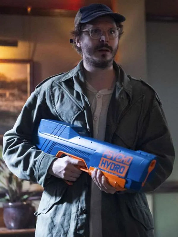 Michael Cera The Running Man Green Coat