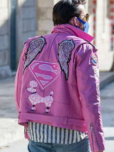 Nicolas Cage Pink Biker Leather Jacket