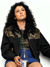 The Wrong Girls Alia Shawkat Leopard Print Black Jacket
