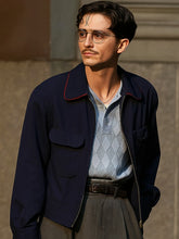 Marty Supreme blue jacket with full-length sleeves