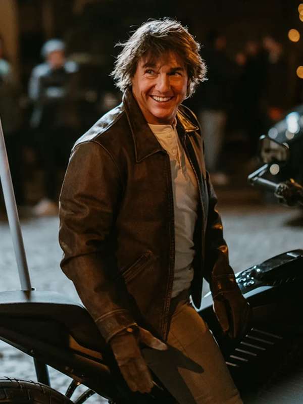 Tom Cruise Paris Olympics 2024 Brown Leather Jacket