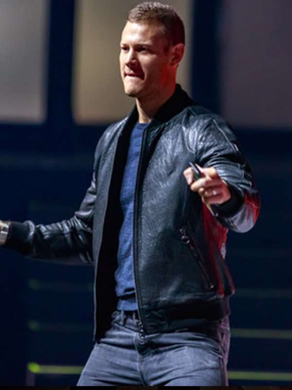 Tom Hopper Black Leather Bomber Jacket