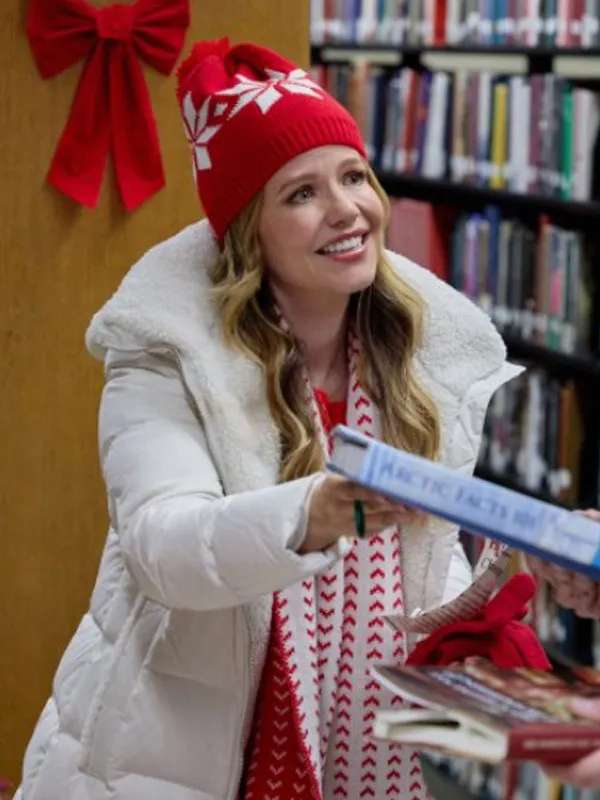 Tammin Sursok Trivia at St. Nick’s White Shearling Coat