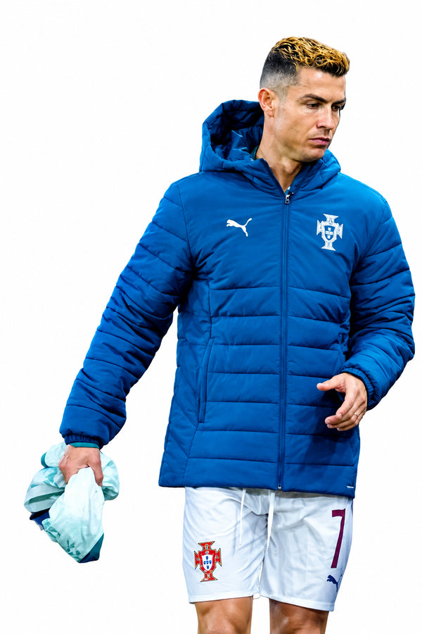 Re-created Cristiano Ronaldo Portugal puffer jacket front view