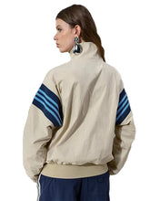 Color-block track jacket with elastic cuffs in stone and navy