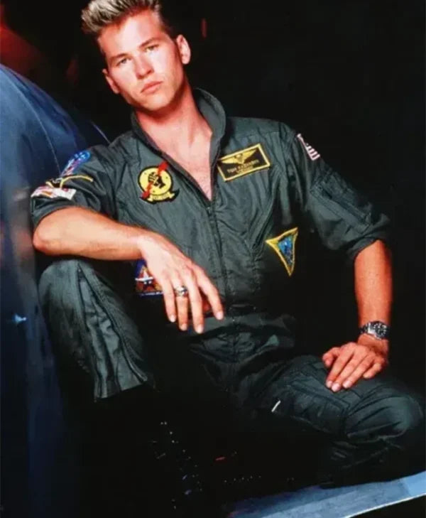 Val Kilmer Top Gun Green Costume Uniform Jumpsuit