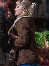 We Live in Time 2025 Florence Pugh Shearling Leather Jacket