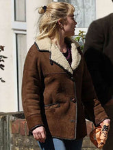 We Live in Time 2025 Florence Pugh Shearling Leather Jacket