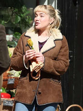 We Live in Time 2025 Florence Pugh Shearling Leather Jacket