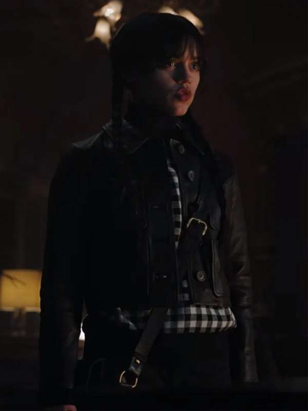 Jenna Ortega Wednesday Black Leather Jacket