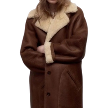 Winter Shearling Jacket Women in Fur, Brown
