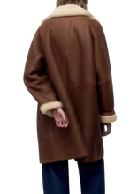 Winter Shearling Jacket Women in Fur, Brown