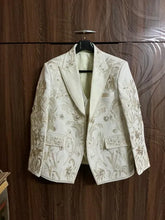 Men's Off-White Embroidered 3-Pc Suit