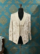 Men's Off-White Embroidered 3-Pc Suit