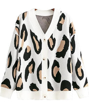 JASCLS White Leopard Pattern Knit Cardigan