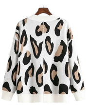 JASCLS White Leopard Pattern Knit Cardigan
