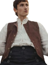 Brown suede fabric vest with two front pockets