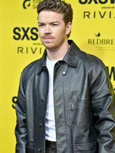 Will Poulter Death of a Unicorn Black Leather Coat