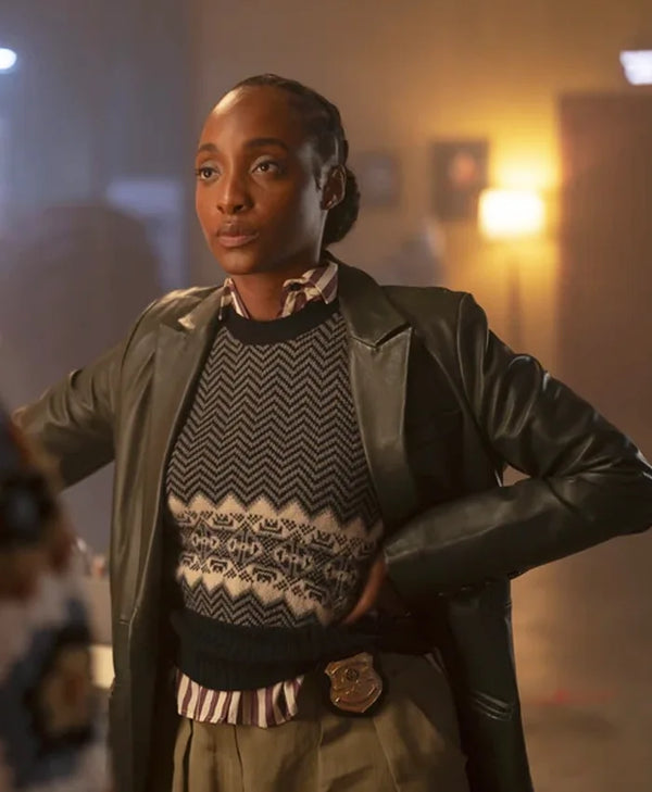 Will Trent S03 Faith Mitchell Black Leather Coat