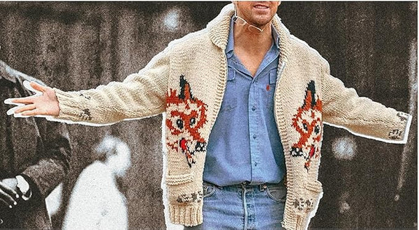 Wolf Knitted Canadian Style Unisex Jacquard Knit Sweater