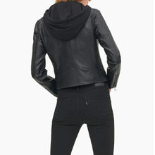 Hooded Jacket Women, Black Biker Jacket