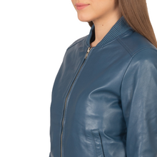 Bomber Jacket Women, Sapphire Leather Jacket