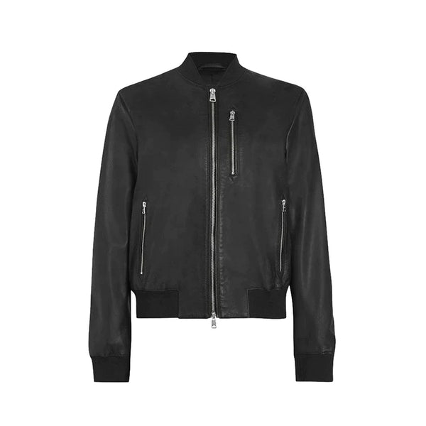 Sheep Zipper Leather Bomber Jacket Women