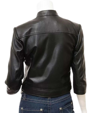 Cropped Leather Jacket, Women Biker Jacket