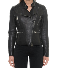 Sheep Padded Leather Biker Jacket Women