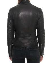 Sheep Padded Leather Biker Jacket Women