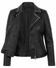 Sally Mae real leather biker jacket with zipper cuffs
