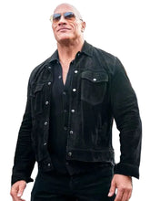 WrestleMania 40 inspired black button-front suede jacket