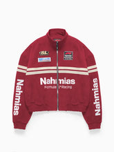 Red and Black Suede Leather Racing Jacket