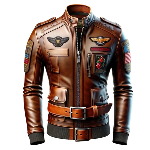 Men Aviator Style Leather Jacket