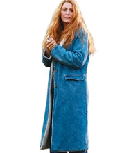 It Ends With Us 2024 Blake Lively Blue Denim Shearling Coat