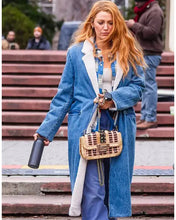 It Ends With Us 2024 Blake Lively Blue Denim Shearling Coat