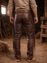 Brown Genuine Leather Cowboy Trousers