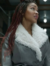 Camille Parks Harlem Season 01 Grey Shearling Leather Jacket