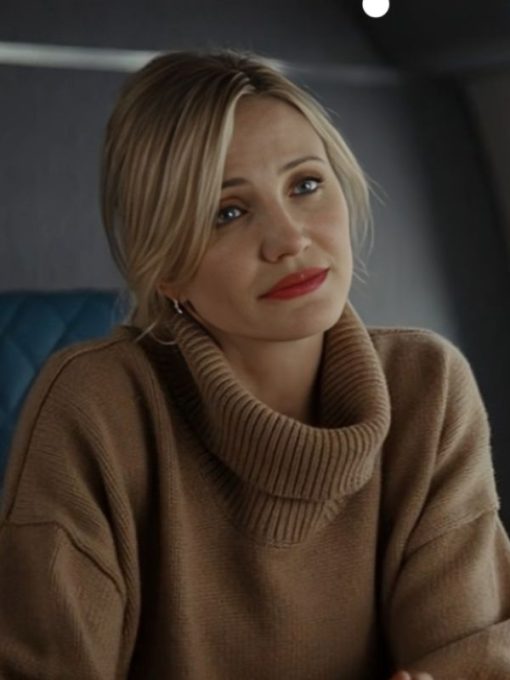 Back in Action 2025 Cameron Diaz Turtleneck Brown Sweater