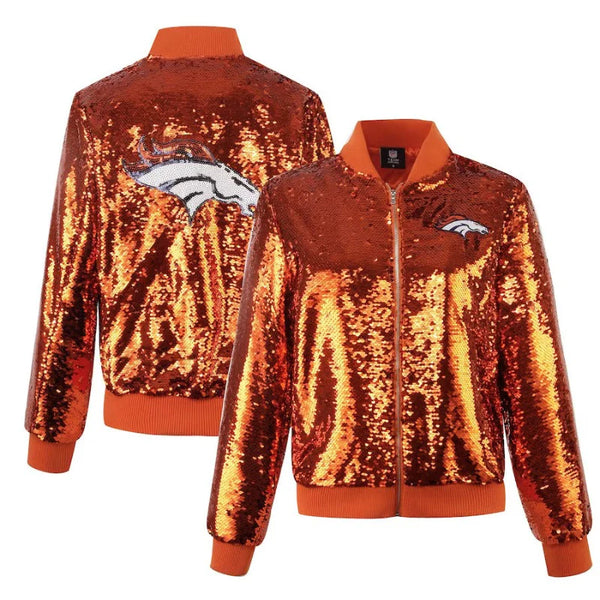 Denver Broncos Orange Sequins Jacket